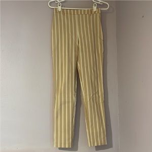 Tan and White Striped Legging Pants